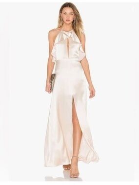 🆕 Jill Jill Stuart Halter T-Back Front Cutout Gown in ivory